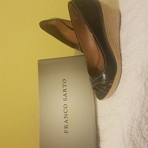 Franco Sarto Black patent leather wedge-  size 8